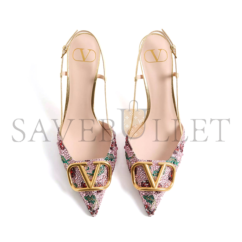 Va1e*ntin0 vlogo signature slingback dÉcolletÉ with cherryfic embroidery 80mm 8w2s0r01sia_a4w